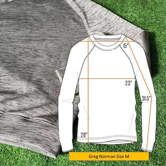 Greg Norman Long Raglan Sleeve Crew Neck Golf Slubbed Fleece Sweatshirt Size M - Picture 2 of 11
